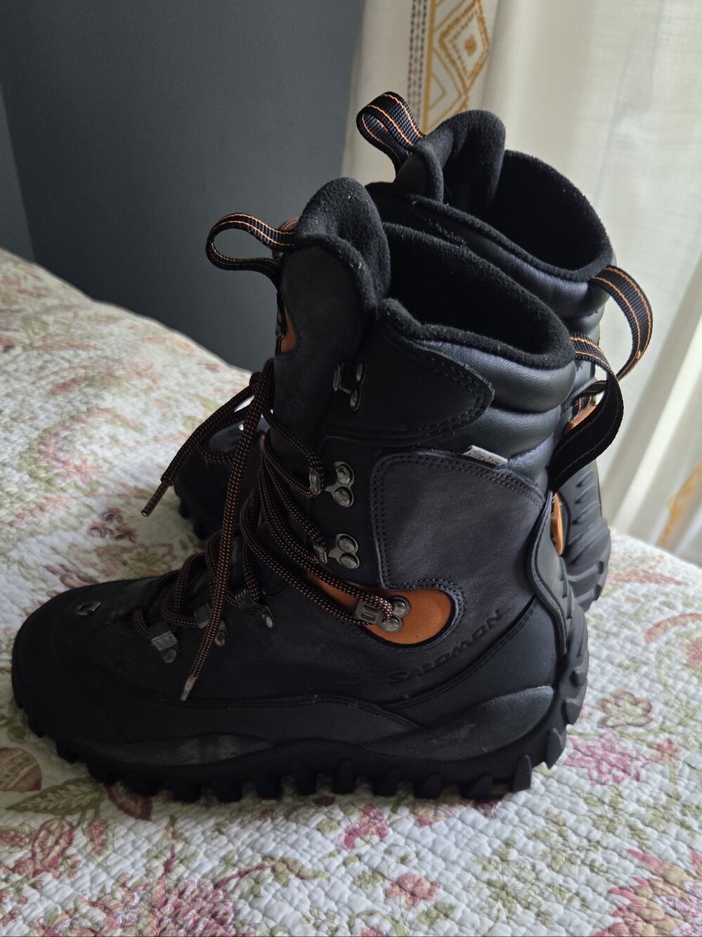 Salomon Thinsulate Clima Dry Contagrip Black Boots with Orange Details